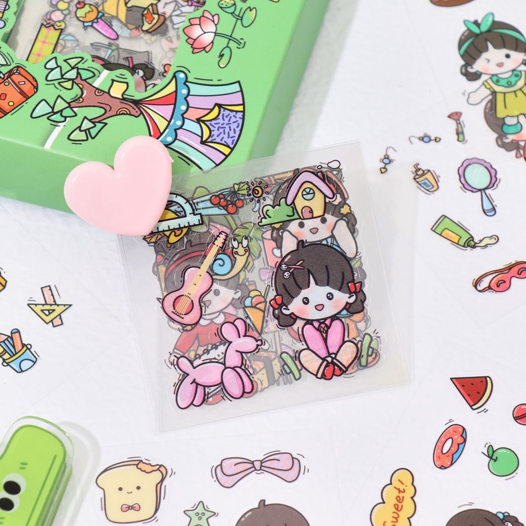 Sticker PET Chống Thấm Nước Họa Tiết Hoạt Hình Dễ Thương Để Trang Trí Sổ Tay