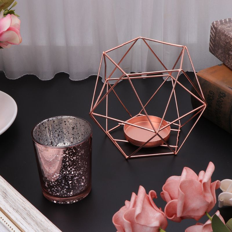 Giá Đỡ Đèn Cầy Bằng Kim Loại Họa Tiết Hình Học 3D Phong Cách Bắc Âu Độc Đáo