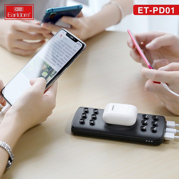 SẠC DỰ PHÒNG KÈM SẠC KHÔNG DÂY 10.000 MAH EARLDOM PD-01