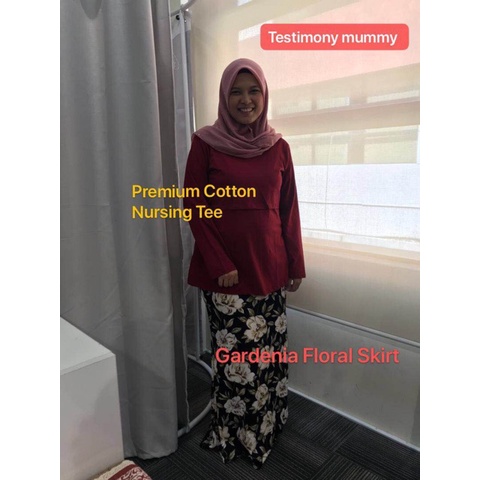 Áo thun 100% Cotton tay dài có túi | Baju Mengandung Menyusu đạo Hồi Panjang