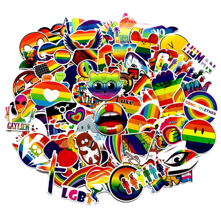 Bộ Sticker dán cao cấp chủ đề CẦU VỒNG LGBT - Dùng dán Xe, dán mũ bảo hiểm, dán Laptop... | BigBuy360 - bigbuy360.vn
