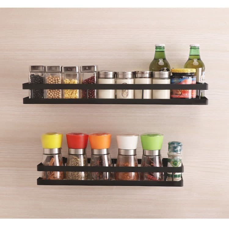 Kệ gia vị dán tường bằng sắt phun sơn tĩnh điện cao cấp, kệ đựng gia vị nhà bếp chắc chắn đa năng Q12