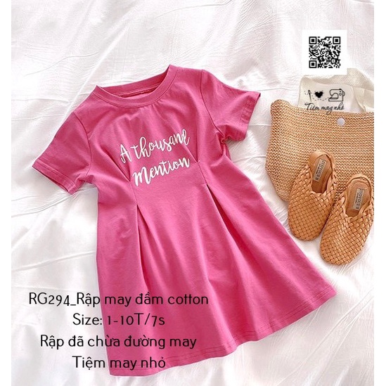 RG294_Rập giấy may đầm cotton xếp li bé gái