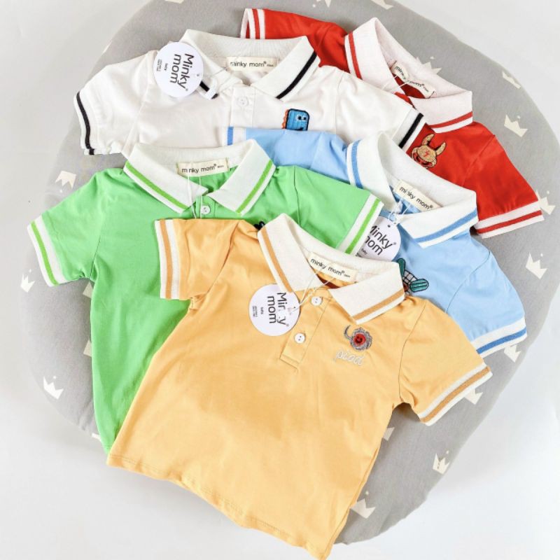 ( BEYE 049) ÁO POLO CỘC TAY THUN MỊN XUÂT HAN CHO BÉ 6-19kg