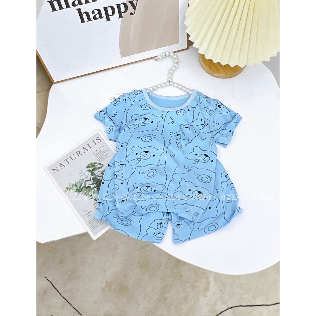 Bộ thun lạnh cho bé, bộ thun lạnh gấu thường cho bé trai bé gái