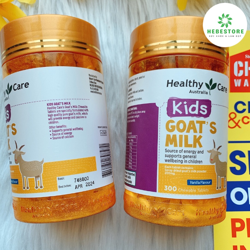 Sữa dê cô đặc Goat Milk Healthy Care Úc 300 viên hương vị Vani | BigBuy360 - bigbuy360.vn