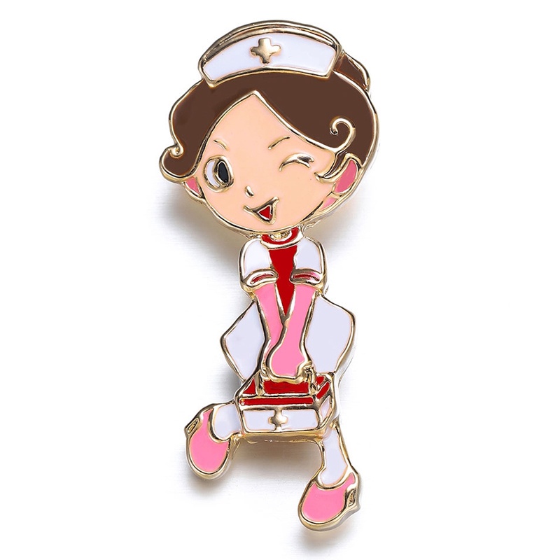 Ghim cài áo hình y tá hoạt hình dễ thương