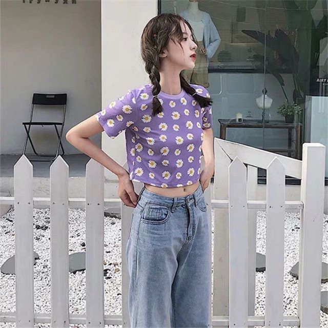 Áo croptop hoa tím