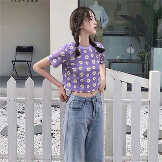 Áo croptop hoa tím