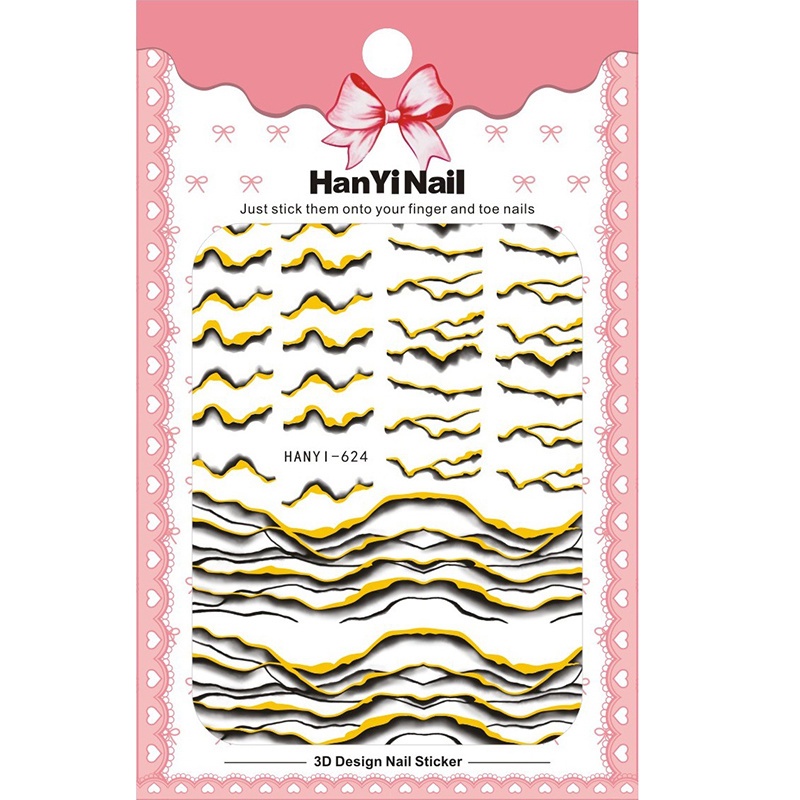 Miếng Dán Trang Trí Móng Tay Tự Dính Họa Tiết Màu Vàng Sáng Tạo DIY