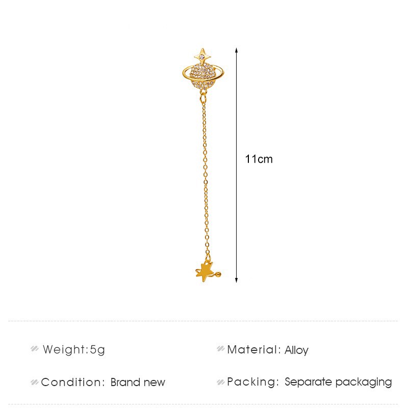 Khuyên tai chuỗi dài đính đá Zircon không cần lỗ thiết kế mới sáng tạo