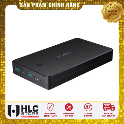 Sạc dự phòng Aukey PB-N36 20000mAh, cổng vào Lightning, Micro USB, 2 cổng ra, chuẩn MFI