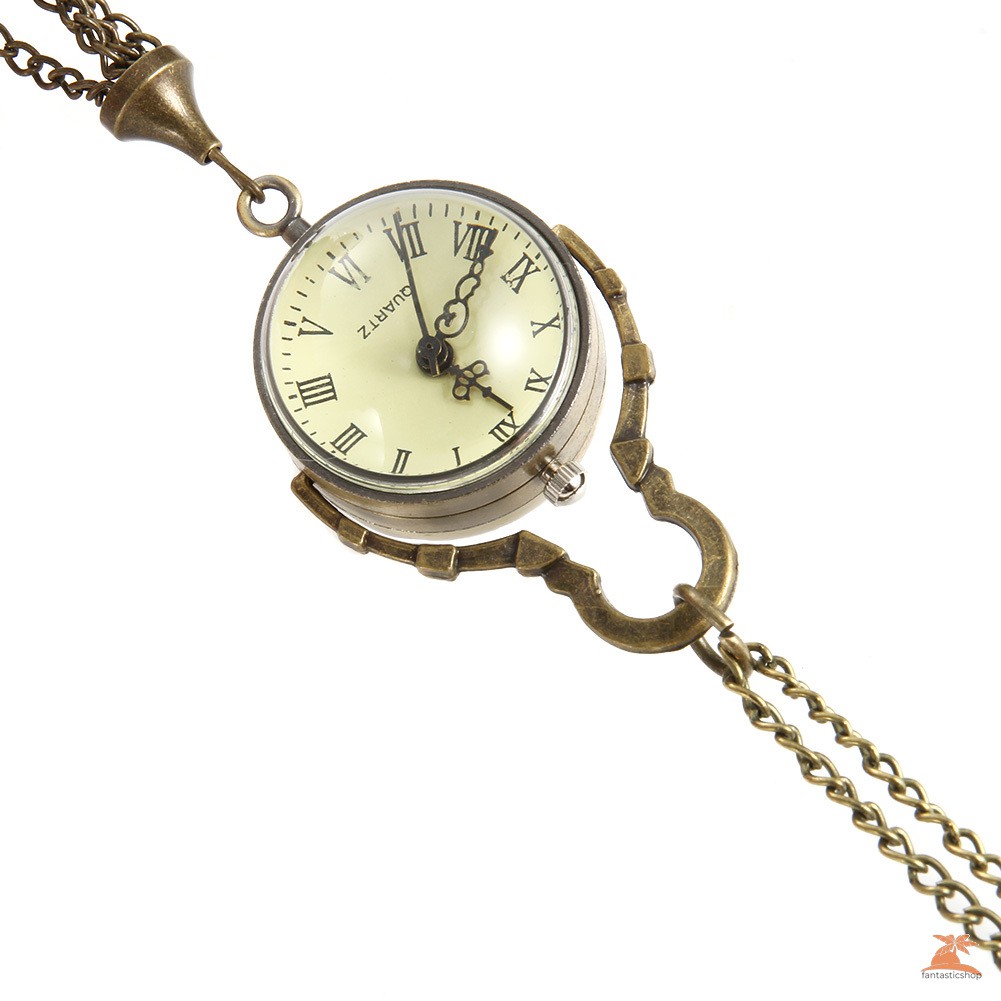 #Đồng hồ bỏ túi# Pocket Watch Steel Retro Tassels Pendant Long Necklace Chain Clock Quartz Watches