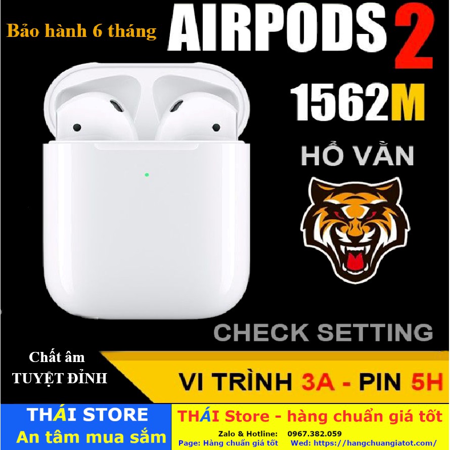 Tai nghe Airpods Hổ vằn chip 1562m cao cấp, tự động kết nối Bluetooth, dùng được cho cả IOS và Android - (mã TA03)