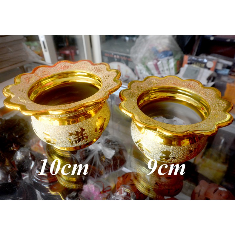 Lư hương thờ cúng kim sa vàng-có khay hứng tàn nhang