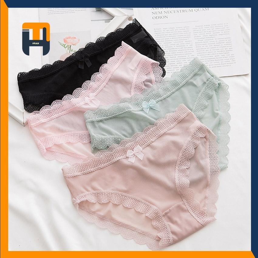 Quần lót nữ ren HuNa Quần lót sexxy gợi cảm lụa mỏng mát mẻ viền ren NH03 NaHu