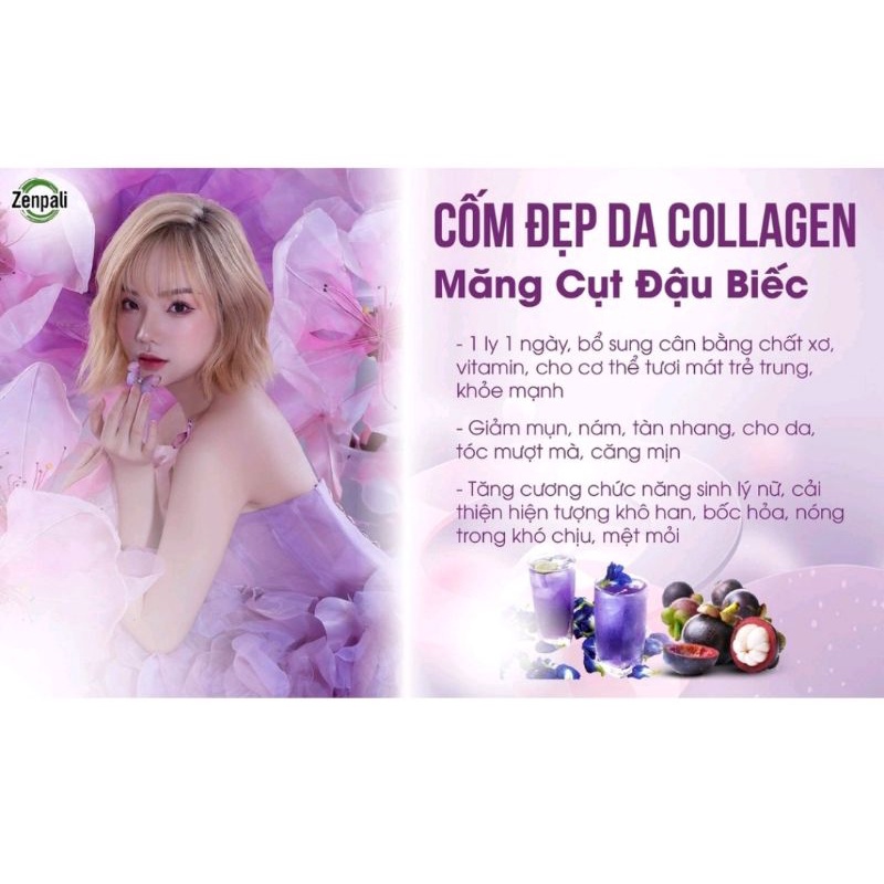 Collagen măng cụt đậu biếc Zenpali nguyên hộp 30 gói