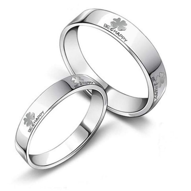 Nhẫn inox Be happy cỏ 4 lá siêu xinh