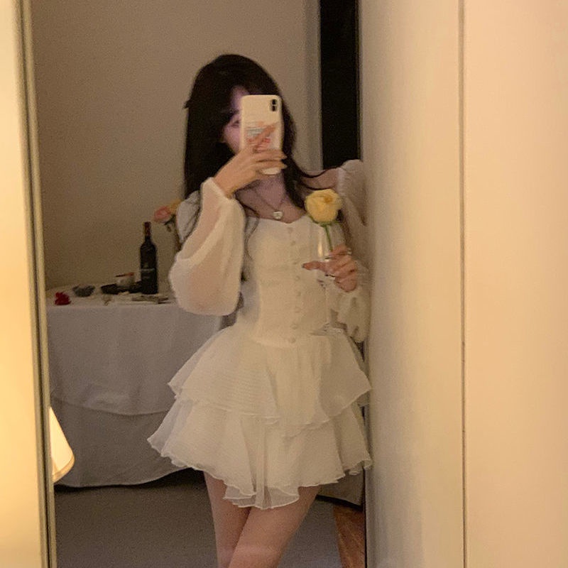 Váy babydoll Đầm Ngắn Ôm Eo Tay Phồng Thời Trang Mùa Hè 2022 Phong Cách Mới Cho Nữ