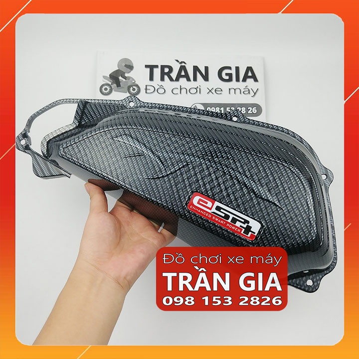 Ốp pô e xe Sh Mode 2020-2021-2022-2023 xi inox cacbon chụp lọc gió bầu gió xe Sh Mo nữ- phụ kiện trang trí đồ kiểng