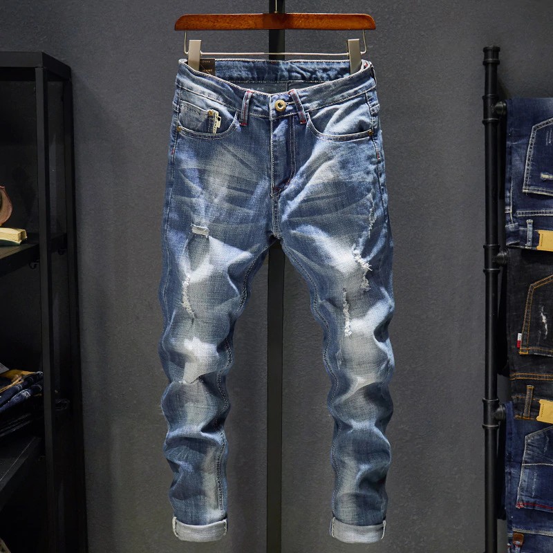 Quần Jeans Nam Kẻ Sọc Trắng Đen Thời Trang 2020