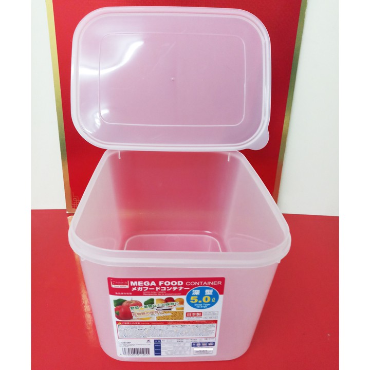 Hộp nhựa đựng thực phẩm trong suốt, nắp dẻo, kích thước  26,5x19.4cm cao 14,3cm 5 lít, Nhật sx. D055 | BigBuy360 - bigbuy360.vn