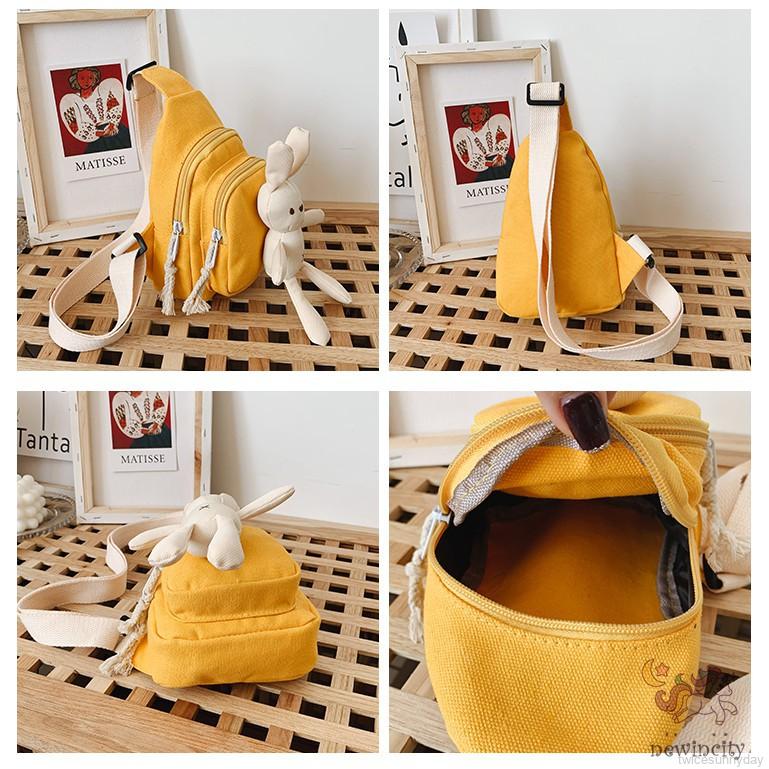 Túi đeo chéo gắn thỏ dễ thương đáng yêu cho bé gái