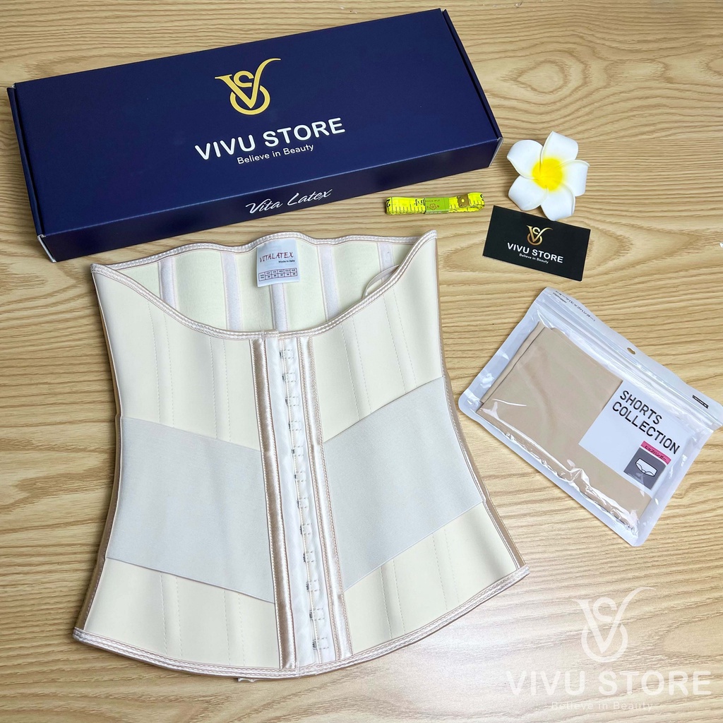 Đai nịt bụng Vita Latex Sline 13 xương che mỡ lưng, giảm mỡ bụng. Tặng kèm lót liner và thước dây