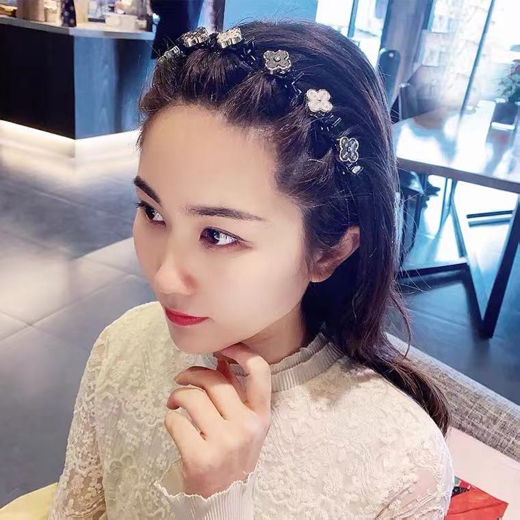 Four-leaf clover braid braided lazy hollow bangs hairpin Korean hair accessories women