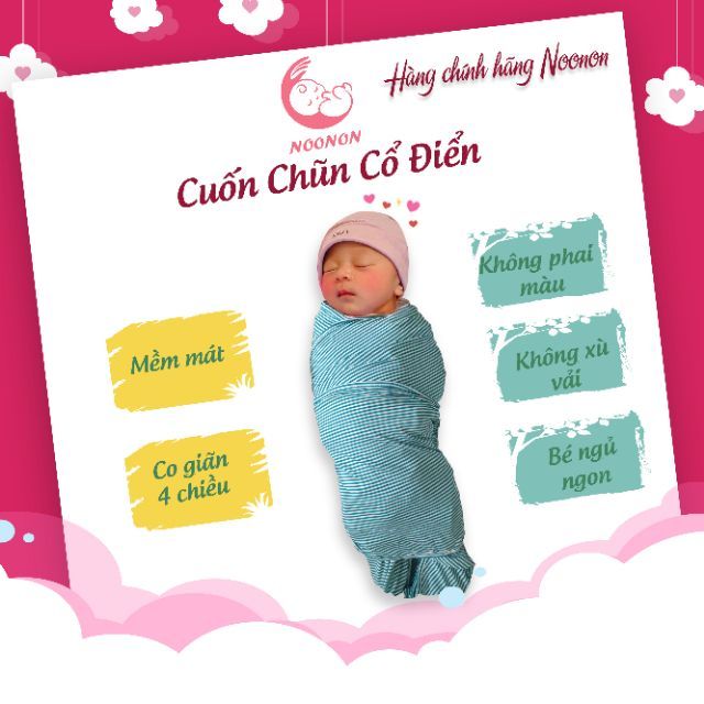 Khăn Quấn Bé Sơ Sinh 𝑭𝑹𝑬𝑬𝑺𝑯𝑰𝑷  Quấn Chũn Cho Bé Noonon Giúp Bé Ngủ Ngon, Sâu Giấc