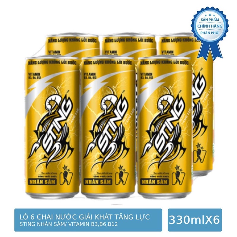 Nước ngọt tăng lực Sting vàng nhân sâm lon cao 330ml