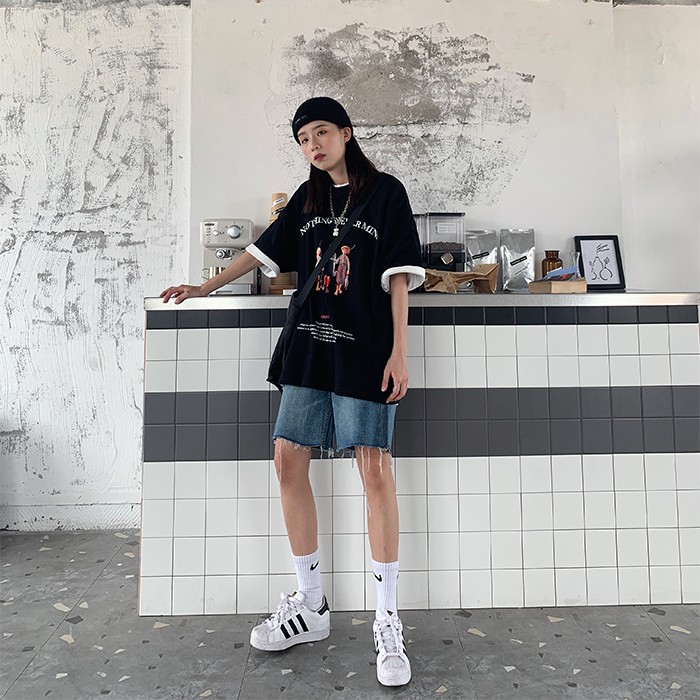 Quần short jean ngố rách gối ống rộng sooc lửng chất bò dày dặn MSHA59