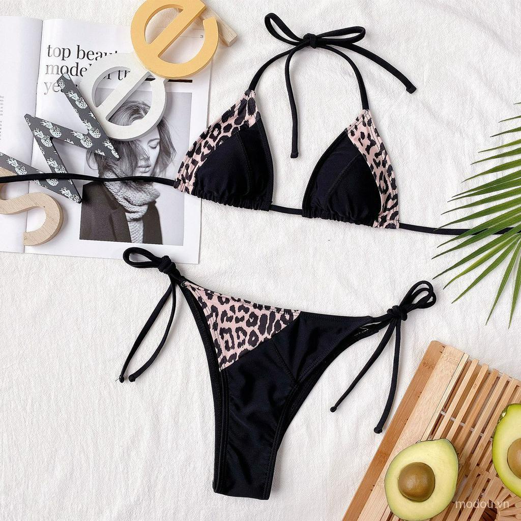 Set Bikini Hoạ Tiết Da Báo Thiết Kế Cột Dây Quyến Rũ