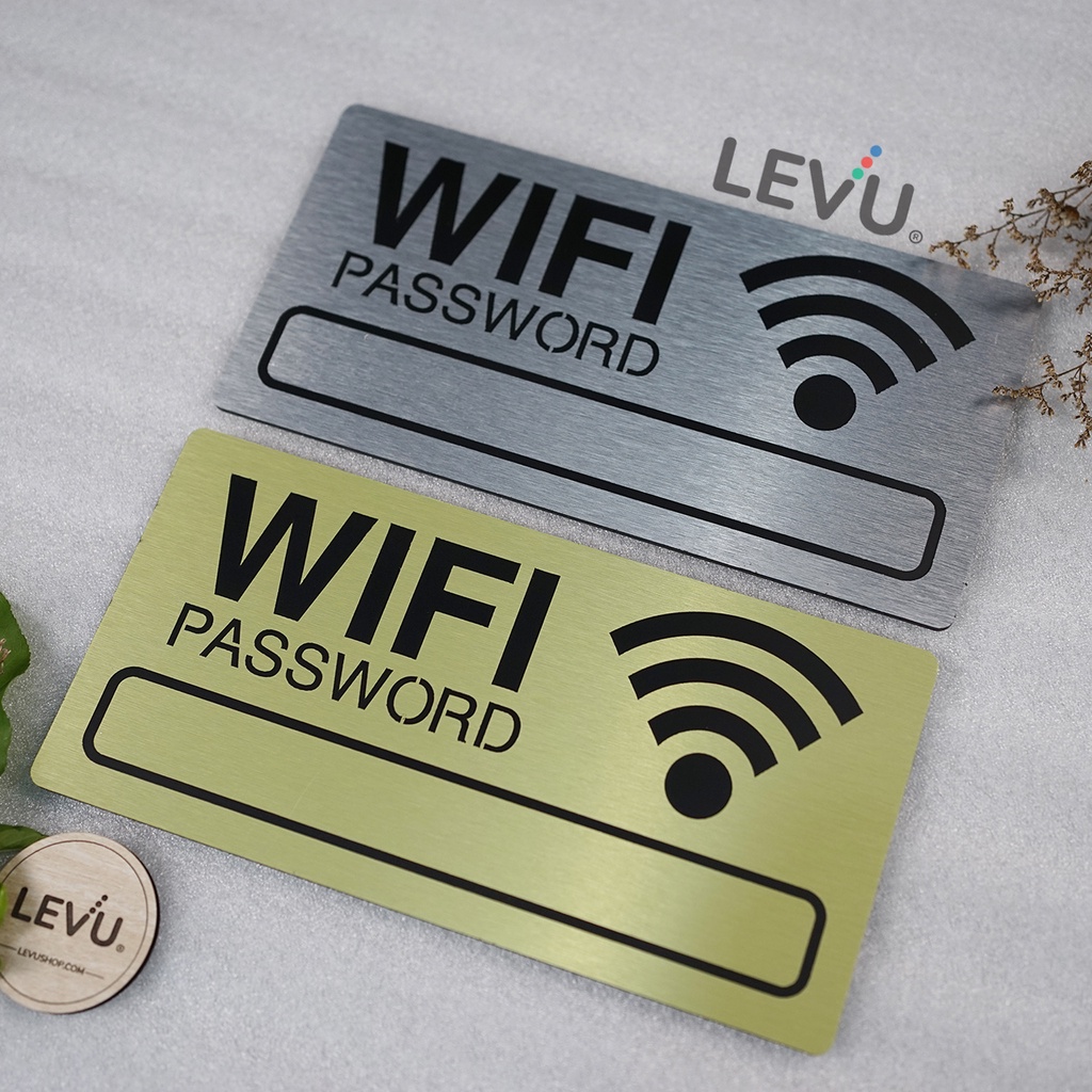 Bảng aluminium nhôm xước ghi thông tin wifi trang trí quán LEVU-ALU02