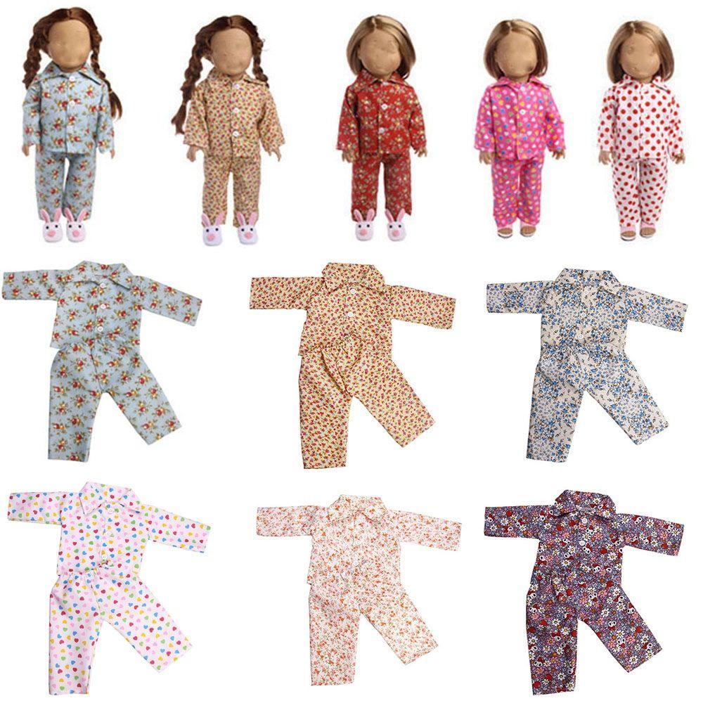 Bộ Đồ Ngủ In Họa Tiết Hoạt Hình Thời Trang Cho Búp Bê 18Inch