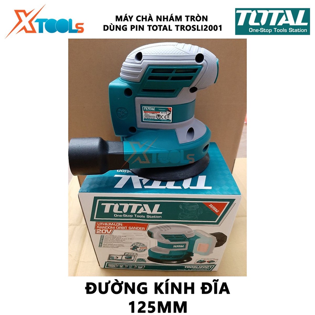 Máy chà nhám tròn dùng pin Total TROSLI2001 đĩa chà 125mm chà nhám tường/gỗ cầm tay sử dụng pin 20V 2kg [XTOOLs][XSAFE]