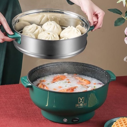 Nồi Lẩu Điện Mini 28cm, Bếp Điện Đa Năng Dành Cho Gia Đình - Nồi Lẩu Nướng, Chiên, Xào, Nấu Canh Tiện Lợi