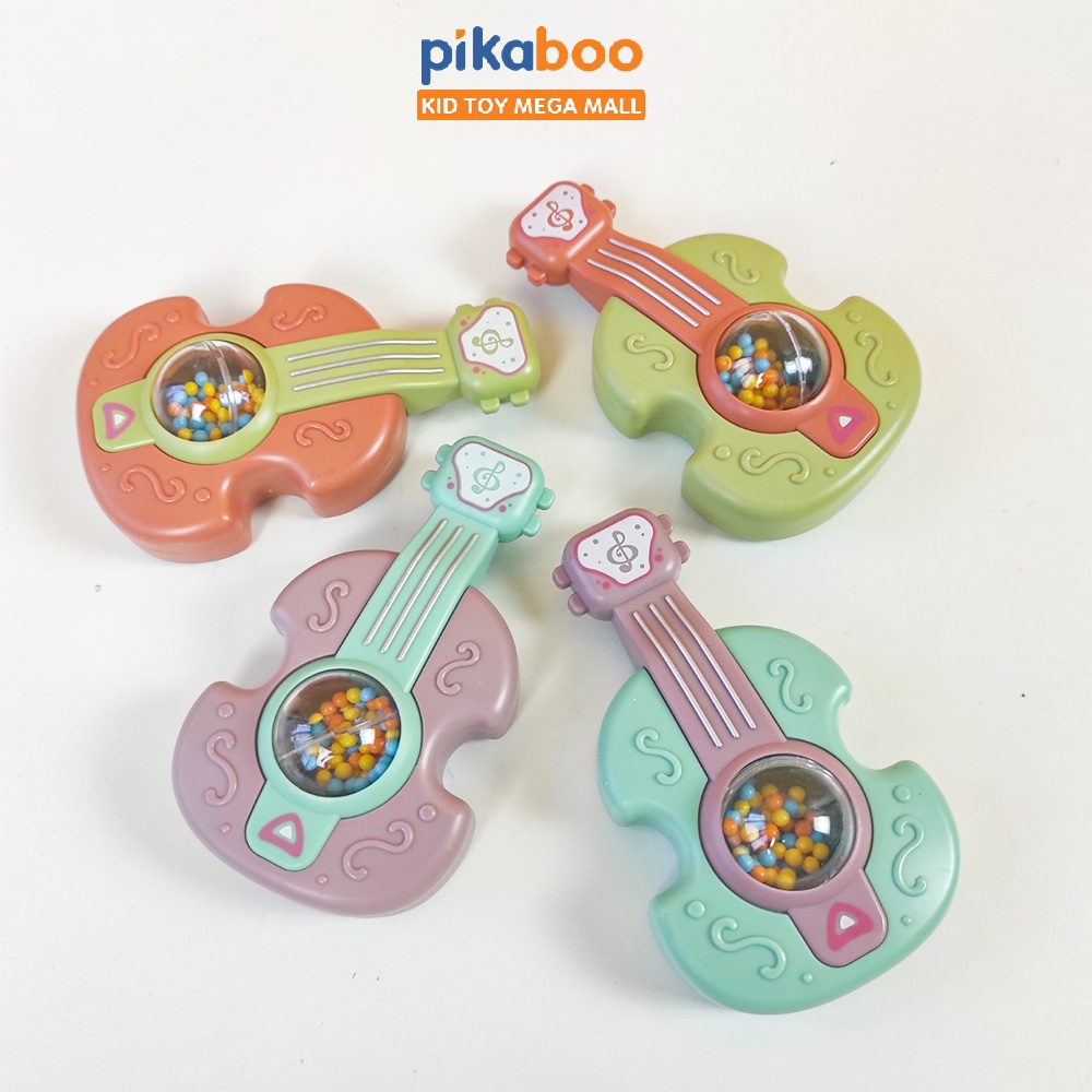 Đàn guitar lục lạc Pikaboo làm bằng chất liệu nhựa cao cấp an toàn với 4 màu hiện đại đồ chơi xúc xắc hạt màu sinh động