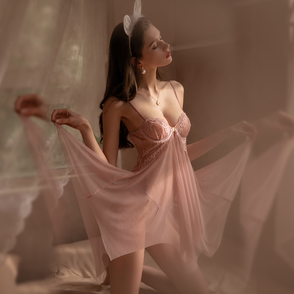 Váy ngủ ren xẻ trước có gọng (kèm chíp) 5350