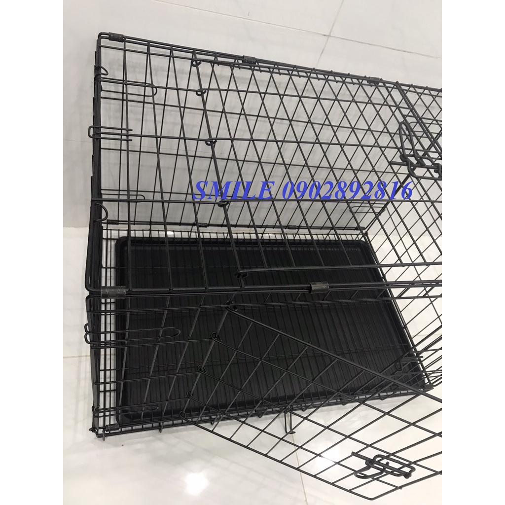 Tặng Kèm Khay Vệ Sinh Chuồng, Lồng Thú Cưng Chó Mèo Pet Gấp Gọn Nan Cực Dày Size 80*55*50cm