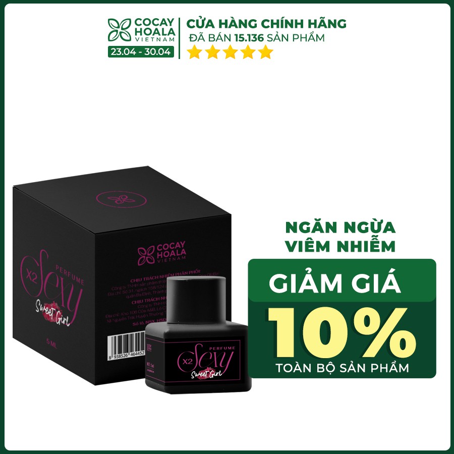 Nước hoa vùng kín X2 Sexy Cocayhoala 5ml khử mùi hôi, làm thơm ,hồng và se khít vùng kín- hương hổ phách, xạ hương