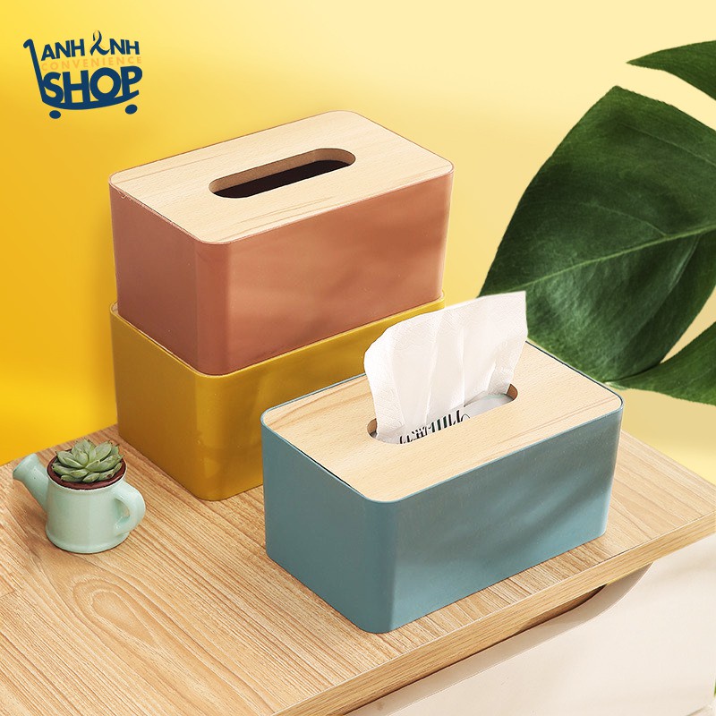 Hộp Đựng Giấy Ăn Nắp Gỗ Chất Liệu Chống Nước Size Vừa