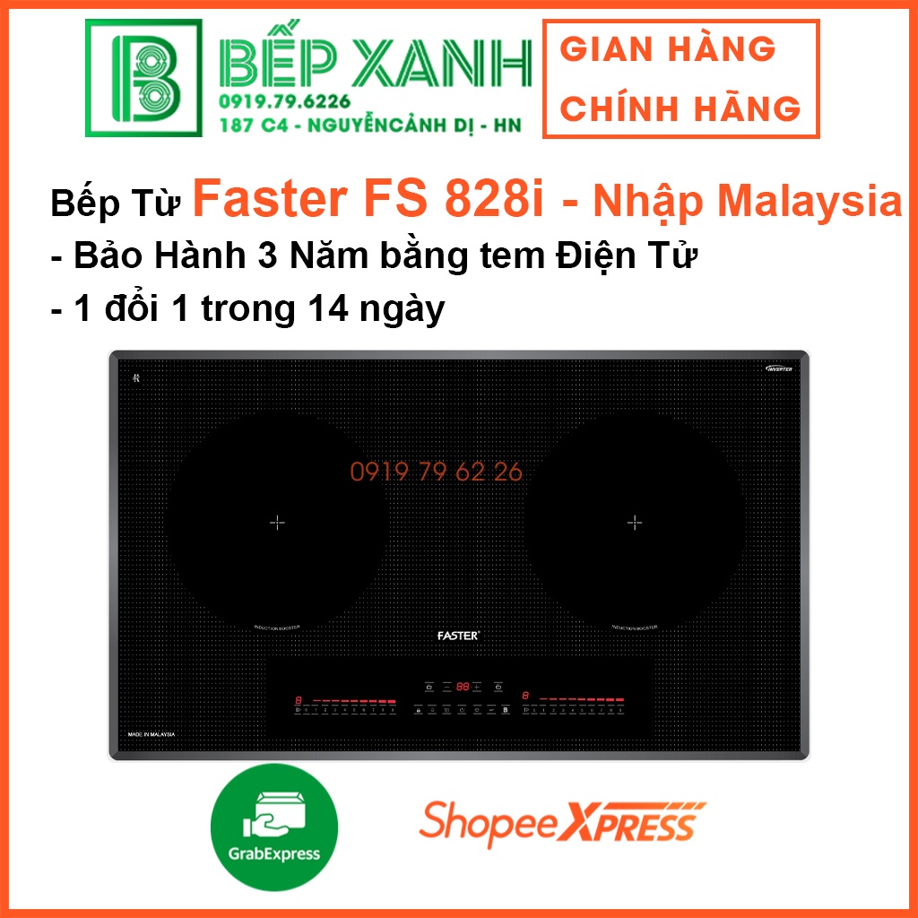Bếp Từ Faster FS 828i, Bếp Từ Nhập Khẩu Malaysia, Inverter tiết Kiệm Điện, Nấu siêu nhanh 3000w/ Vùng nấu.