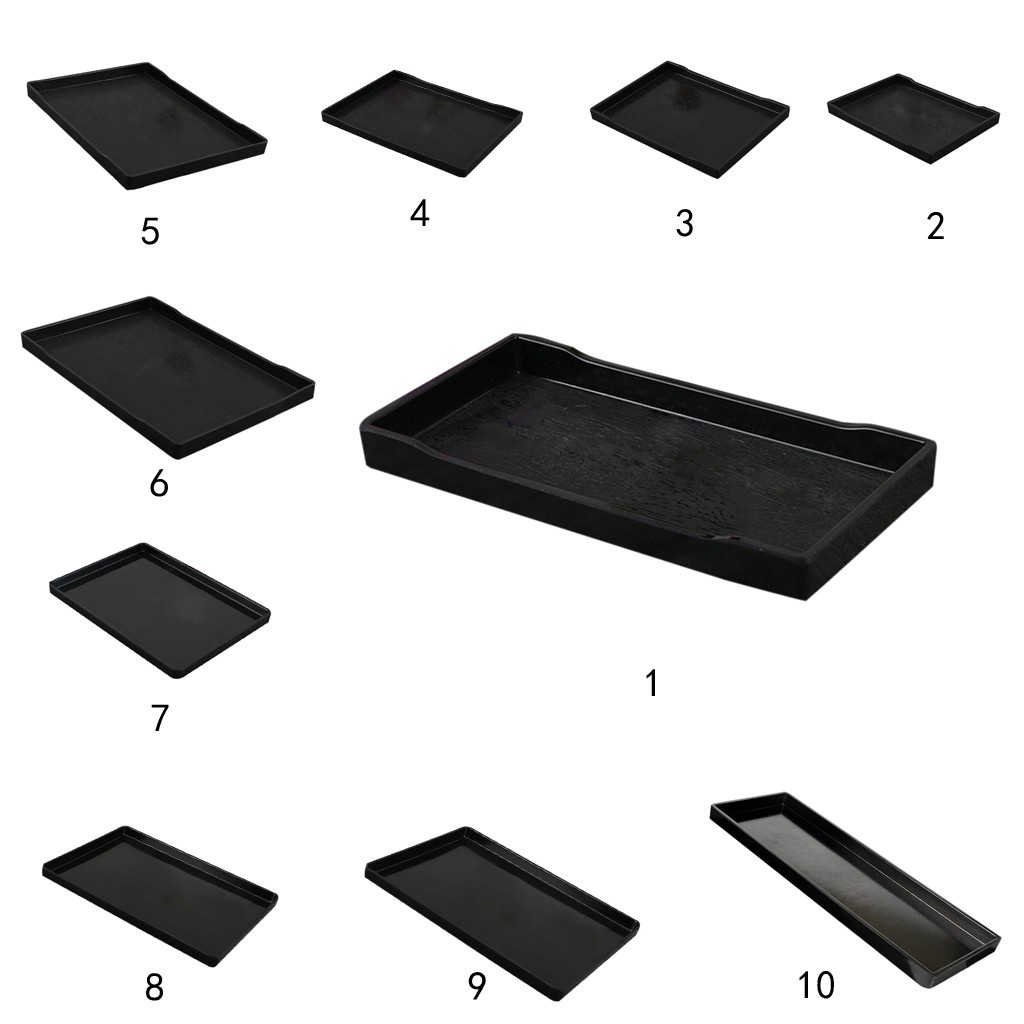 Set 2 Khay Thủy Tinh Màu Đen Kích Thước 21x10.8cm Dùng Phục Vụ Khách Sạn