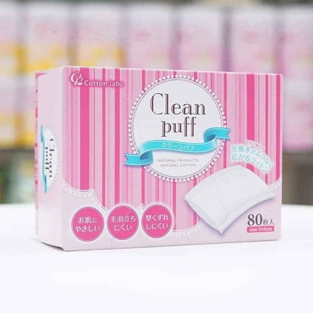 TÁCH LẺ 1 HỘP bông tẩy trang clean Puff Nhật Bản 80 miếng