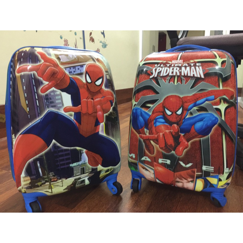 Vali kéo trẻ em - Vali người nhện Spiderman size 18 (in 2 mặt & 1 mặt)