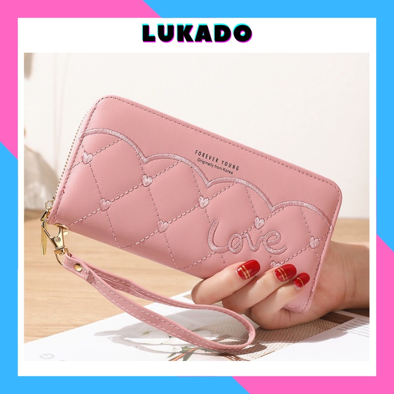 Ví da nữ cầm tay Hàn Quốc cao cấp thời trang dáng dài đựng tiền nhiều ngăn cute dễ thương giá rẻ LUKADO VDCT13