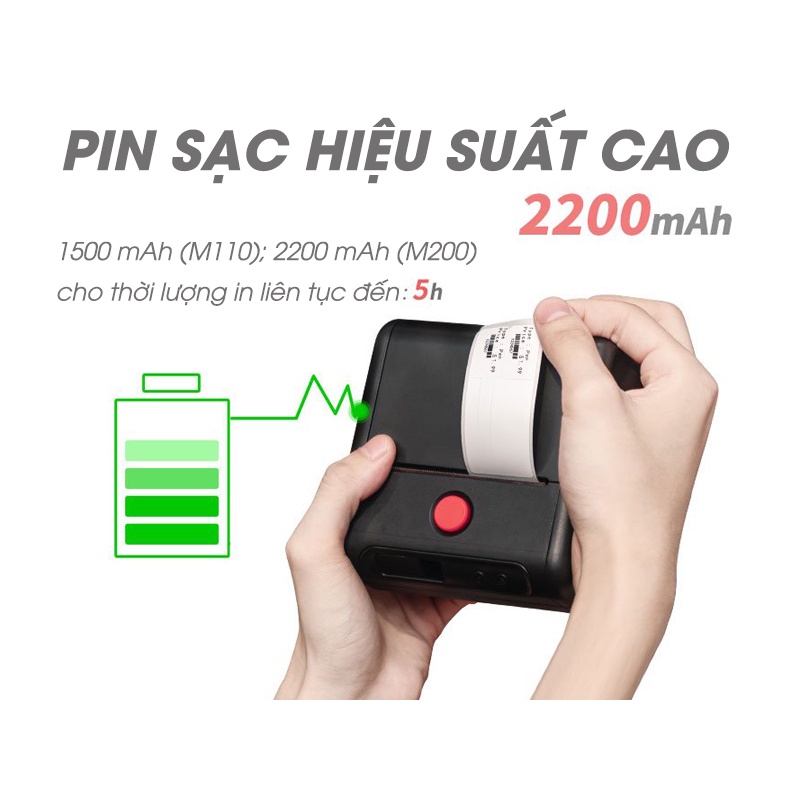 Máy In Nhãn Di Động M110, Bluetooth, In Qua App