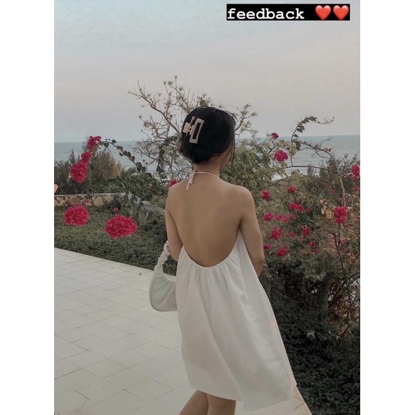 Đầm Yếm Trắng vải Trơn