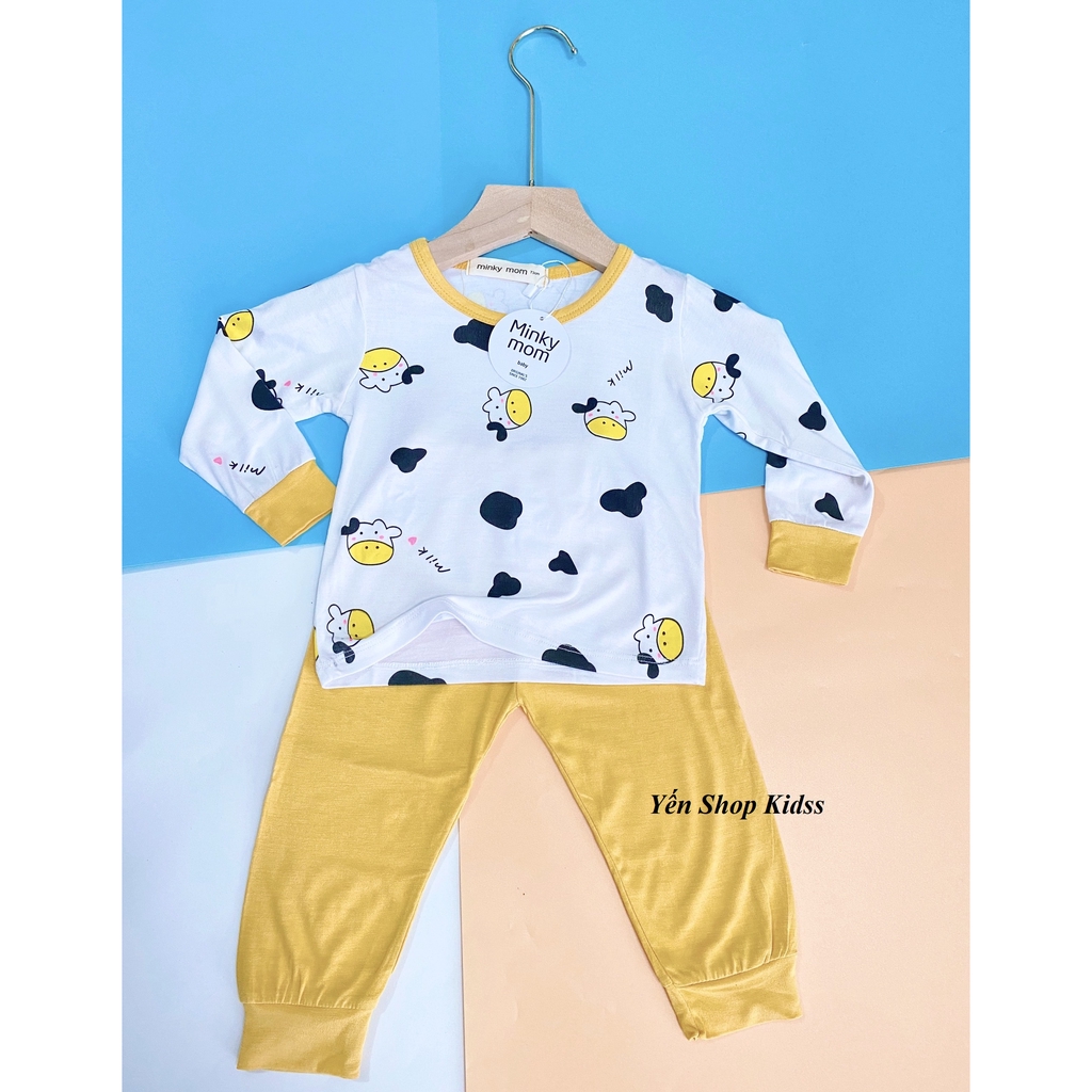 Bộ Dài Tay Minky Mom Họa Tiết Động Vật Nền Trắng Dễ Thương Cho Bé (6-19kg) (SP001237 )